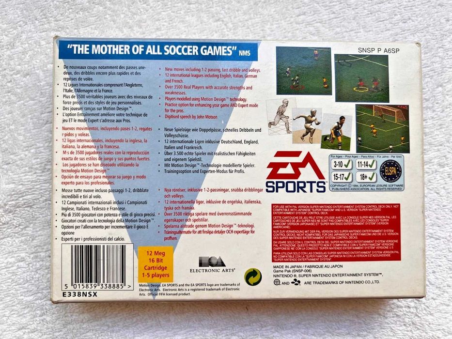 FIFA Soccer 96 Nintendo SNES Super Nintendo PAL EUR