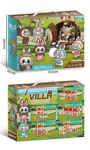 Будиночок Стіч,Лабубу зі світлом, 2 фігурки героїв,меблі,ігровий набір