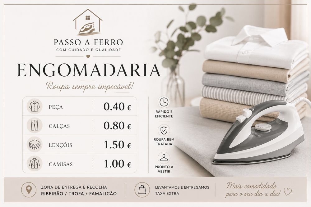 Passo a ferro com recolha e entrega