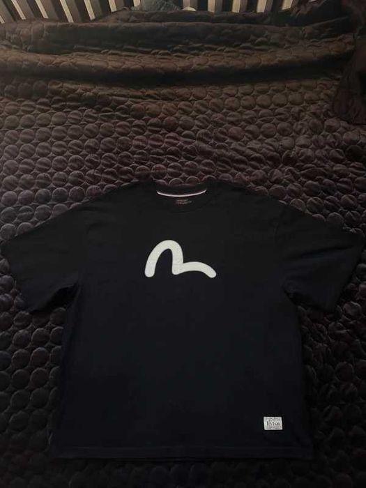 Evisu T-Shirt Daruma Face Aand Graffiti Print Oryginał BigLogo Seagull