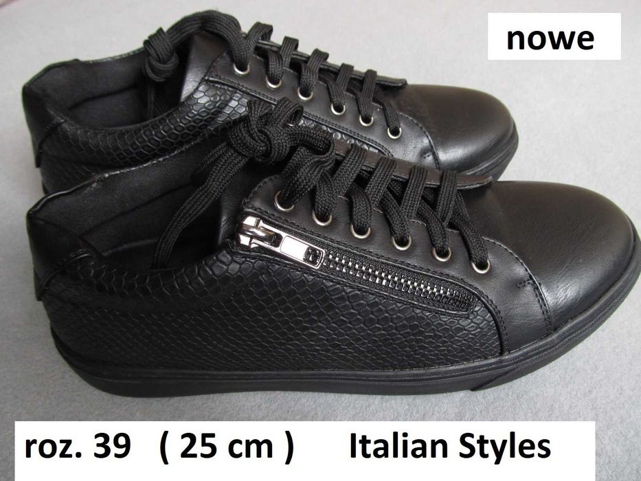 r.39 czarne 25 cm NOWE Italian Styles sneakers damskie snikersy buty
