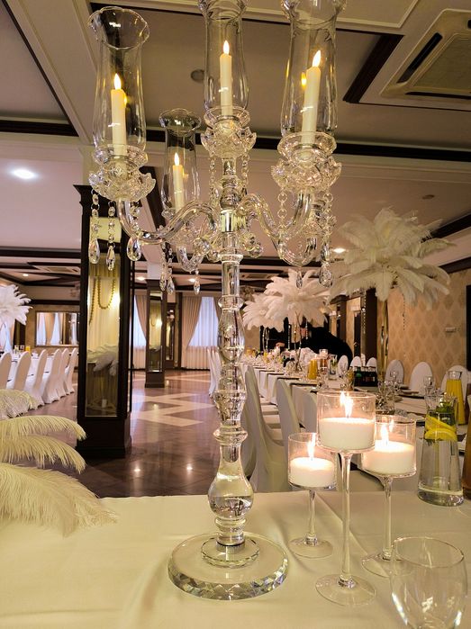 Kandelabr szklany kryształowy 100 cm