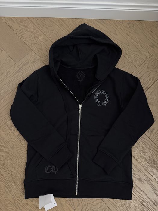 Chrome hearts czarna bluza rozpinana oversize usa krzyz horseshoe
