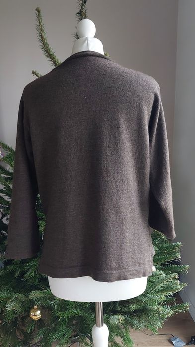 Brązowy sweterek r.S wełna + jedwab + kaszmir