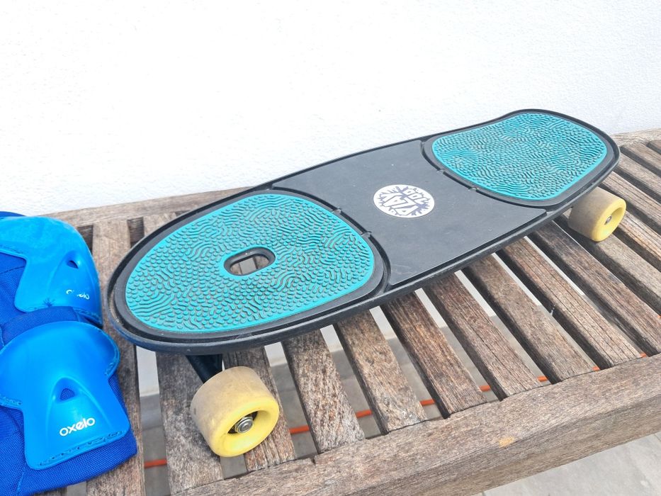 Conjunto Skate board Oxelo + Kit de Proteções Infantis (6 peças)