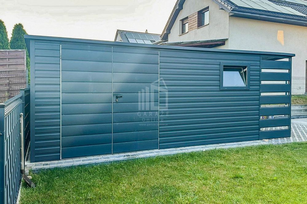 Schowek - Domek Ogrodowy 4,5X2M + Wiata 1M - Brama Okno Dach Id617