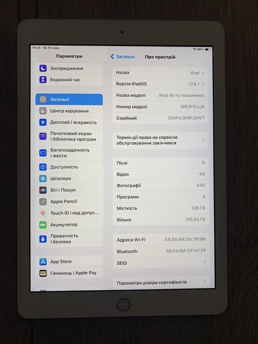 Ipad 6th gen 128gb