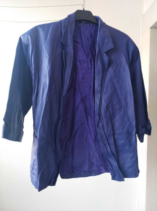 Casaco curto, blazer, vintage em couro genuíno