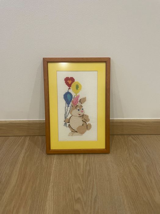 Quadro ponto cruz coelho