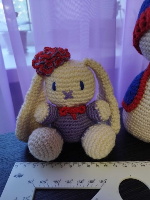 Набор Вязанные игрушки (снеговик, зайчик, яблоко)