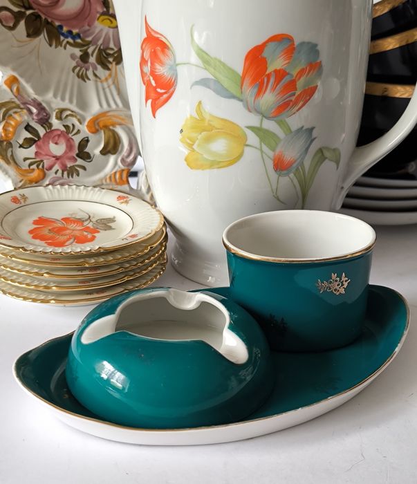 Zestaw palacza Ćmielów piękna stara porcelana