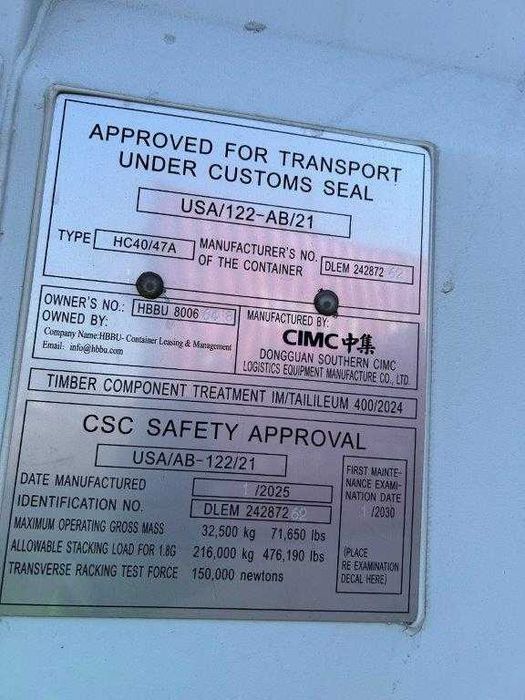 Kontener morski magazynowy budowlany 40 HC OW – One Way – TS-CONT