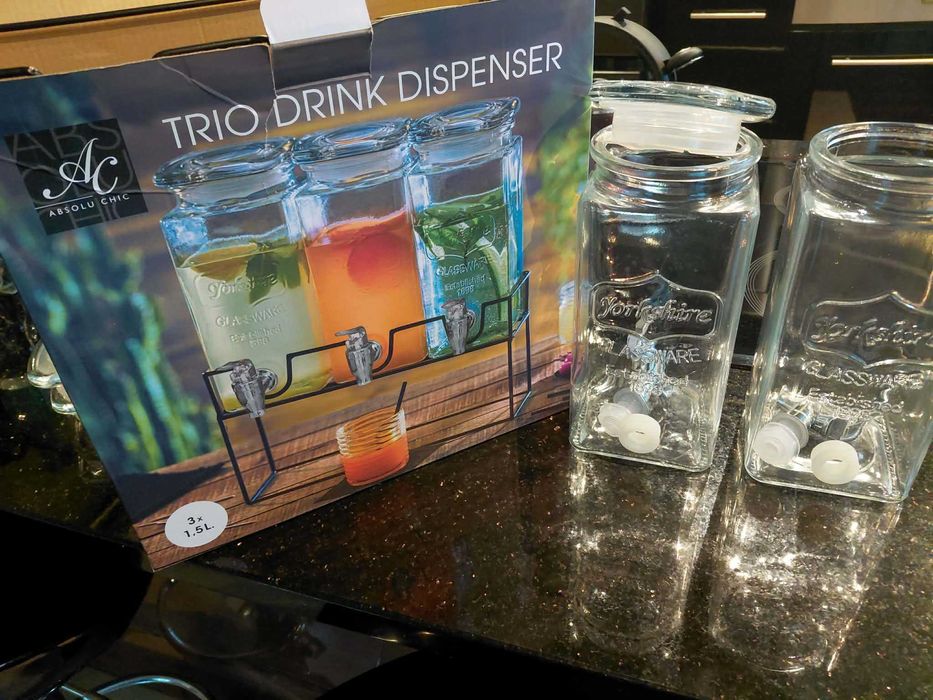 Dyspenser, dozownik do alkoholu i napojów na 3 słoiki, na bimber, na wesele