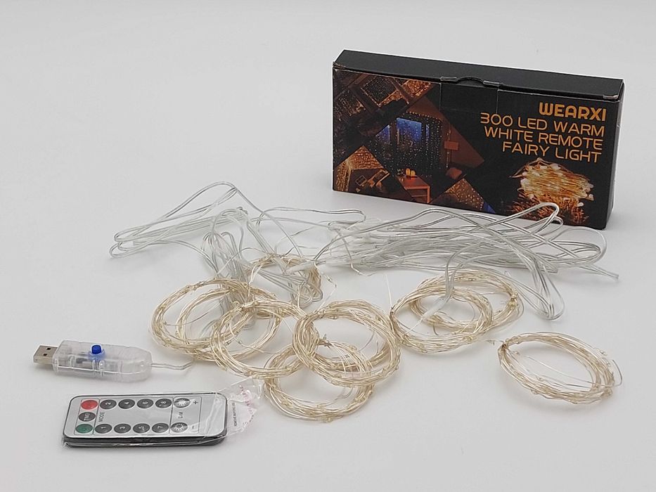 Kurtyna Świetlna Wearxi 300 LED Ciepły Biały 3x3m USB Pilot dekoracja!