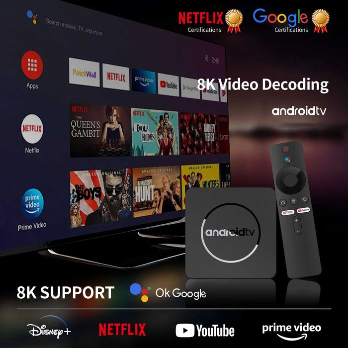 Smart TV Box 4K HDR10 – Android 13, 2GB/16GB, WiFi, Bluetooth 5.0!