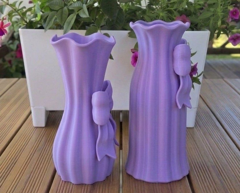 Wazony dekoracyjne z kokardą 2 szt. Fiolet 16 i 17 cm