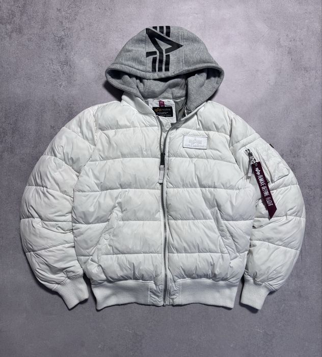 ‼️Оригінальний‼️ бомбер MA-1 ZH White Print Puffer FD Bomber Jacket cwu 45 hooded