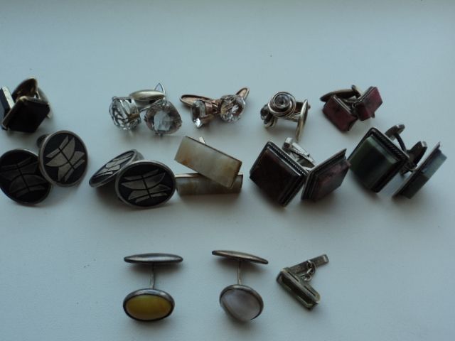 Запонки серебро 875  "Русские Самоцветы"