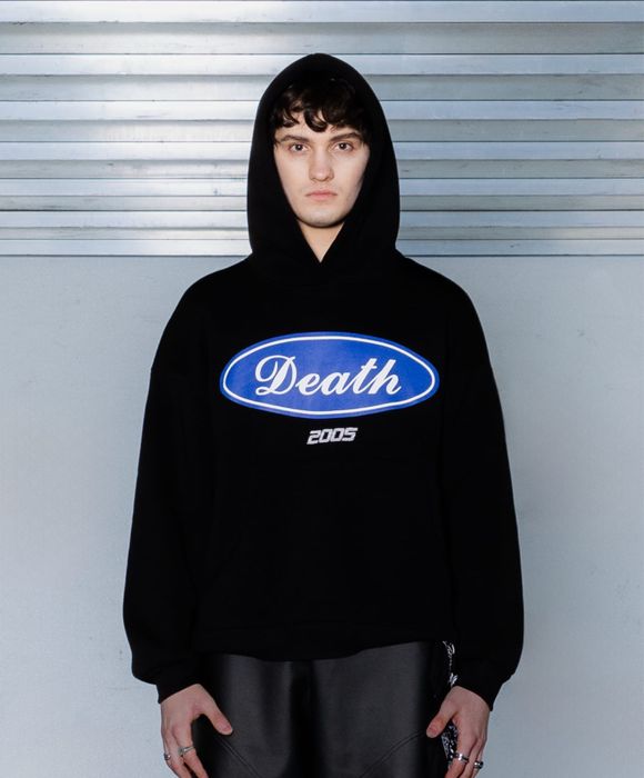 Nowa czarna uniseks bluza z kapturem z nadrukiem Death Black 2005 [M]