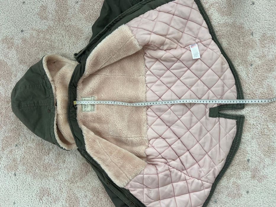 Ciepla Parka Oliwkowa kurteczka 110 cm-116 cm
