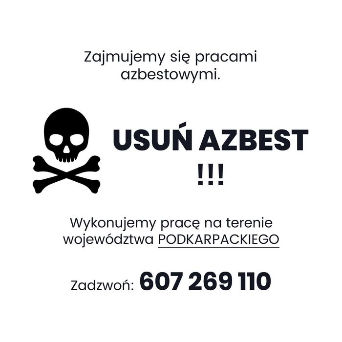 Azbest usuwanie azbestu , eternitu,papy,demontaż,transport
