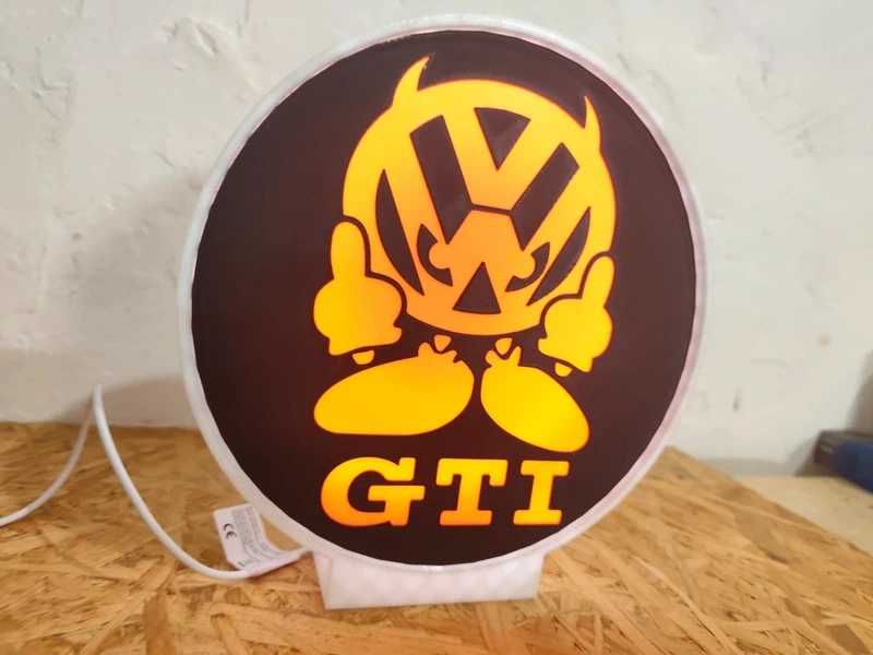 Lightbox luminaria decorativa VW Volkswagen GTI cx branca