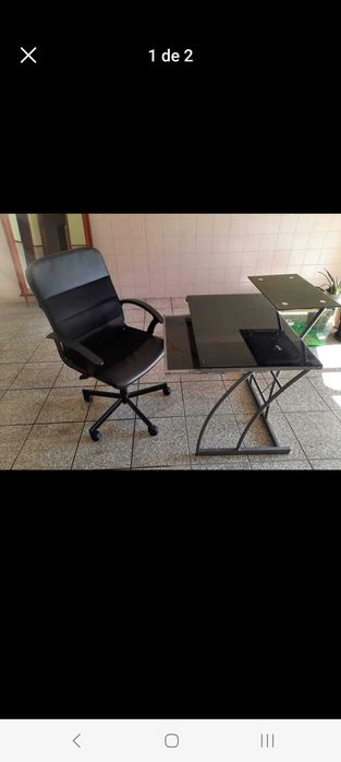 Cadeira + mesa de vidro (preto)