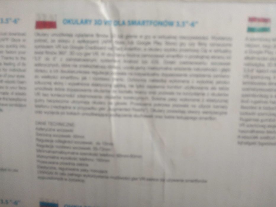Okulary 3D VR do smartfonów 3,5-6'