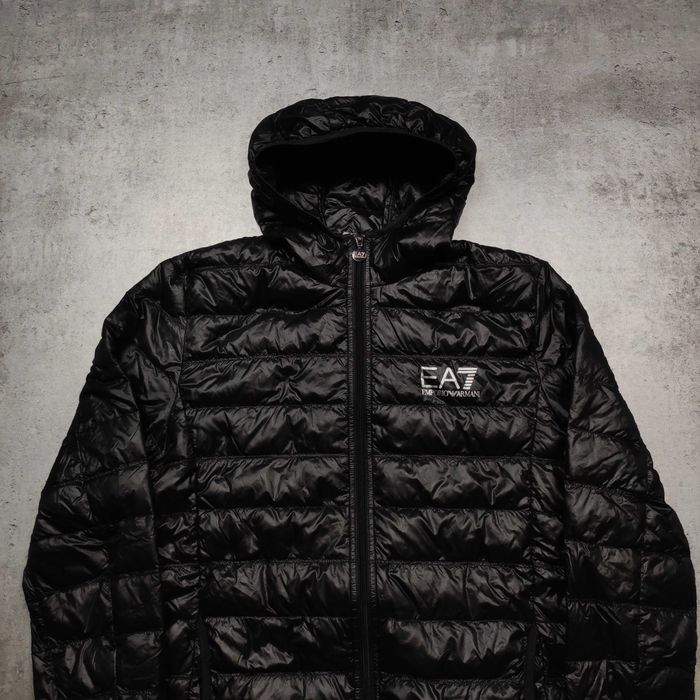 MĘSKA PREMIUM Kurtka Puchowa Lekka EA7 Emporio Armani Ocieplona Logo
