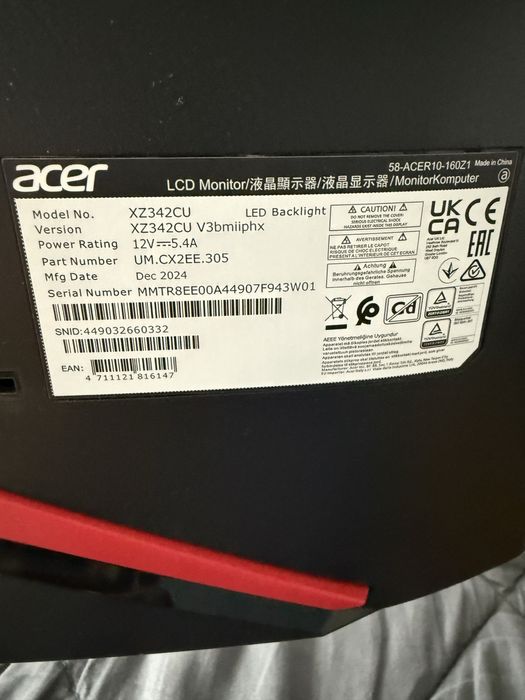 Monitor Acer 21:9  xz342cu