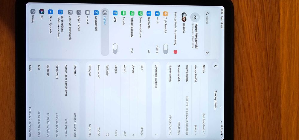 iPad Pro 11" 2. gen 256GB LTE, Apple Pencil 2