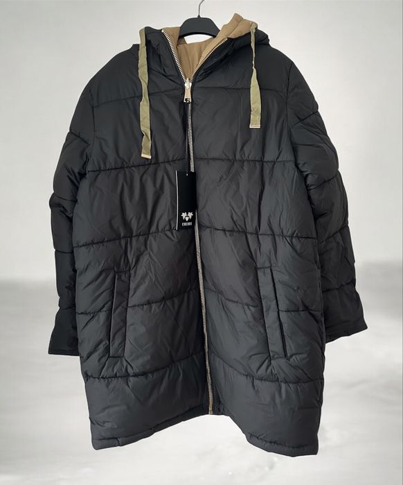 Casaco quispo reversível duas faces preto camel claro XL XXL