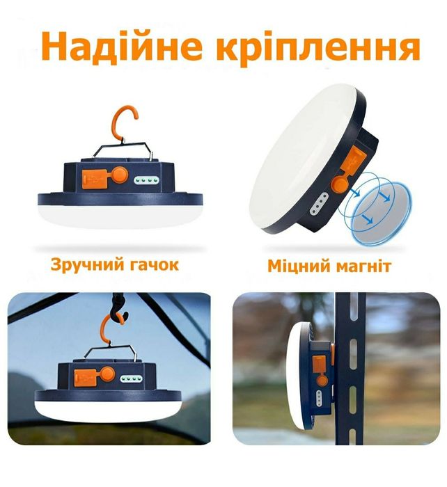 Портативний кемпінговий LED ліхтар MOS-14 з акумулятором 9900 мАг