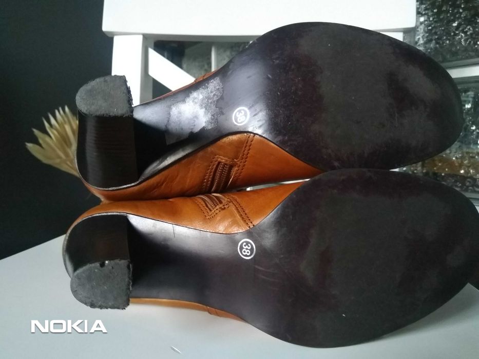 skóra naturalna damskie kozaki kowbojki botki roz.38