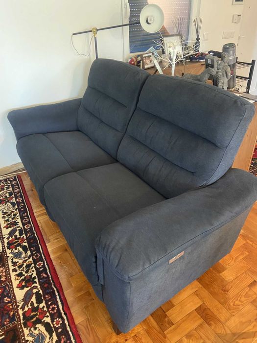 Sofá Conforama 3 lugares 2 assentos reclináveis SOLIS cor azul