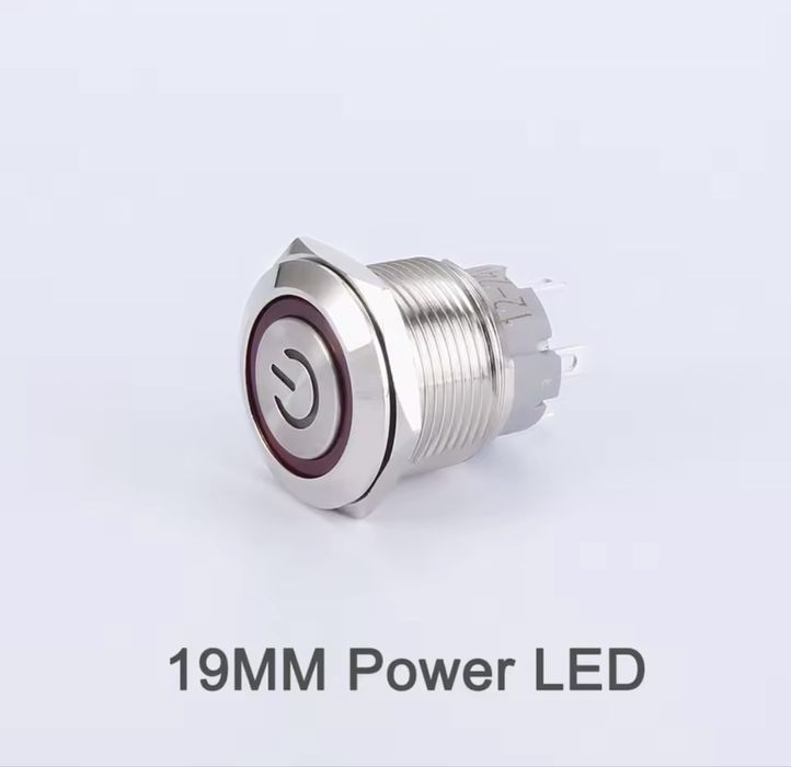 Кнопка антивандальна 12-24V, 19ммз фіксацією, з підсвіткою