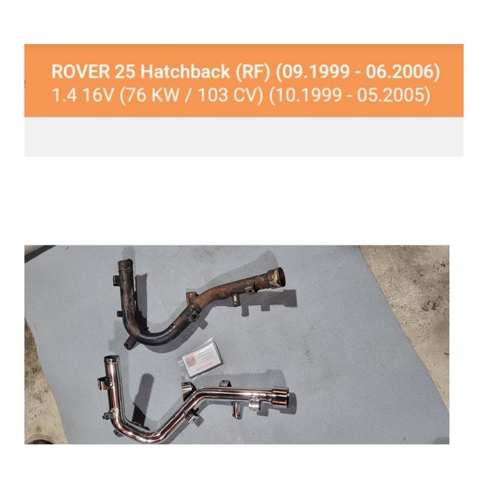 Tubo de refrigeração de água MG Rover em  aço inoxidável