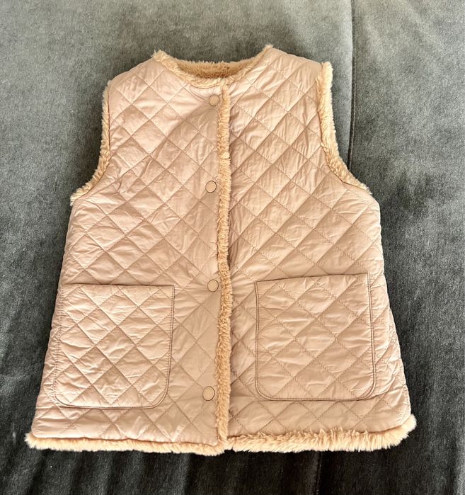 Zara , 140 cm ,  dwustronna kamizelka , bezrękawnik , futerko pikowana