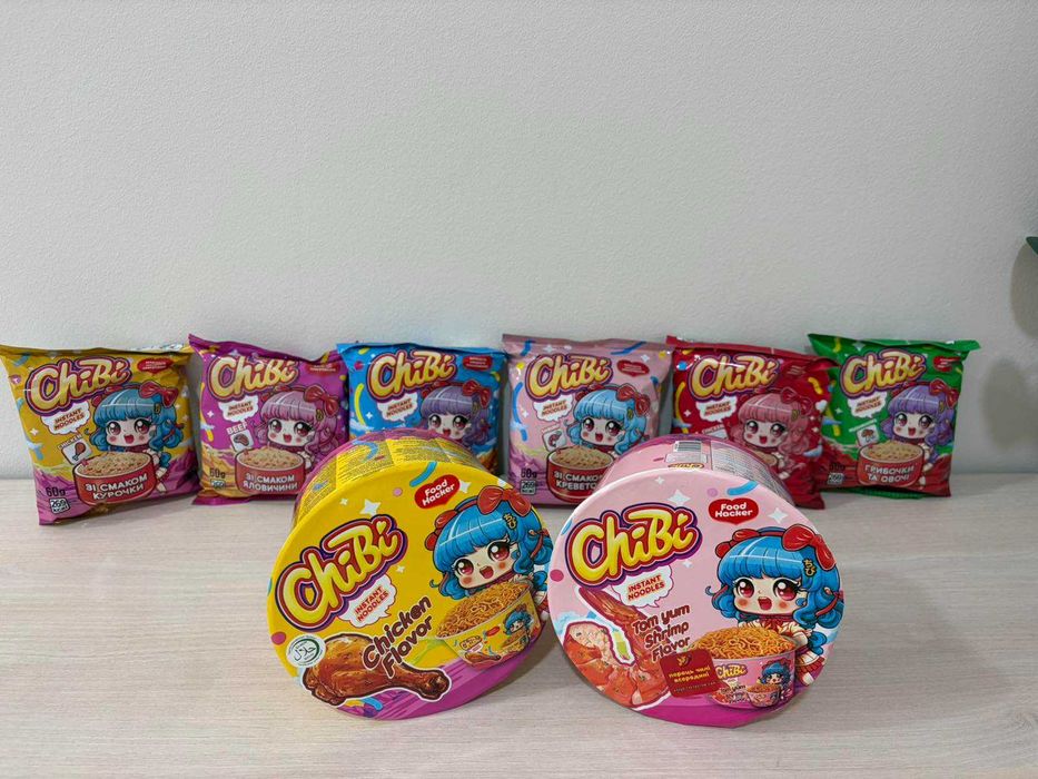 Вермішель швидкого приготування Chibi / Чібі / 65г / відро 85г в асорт