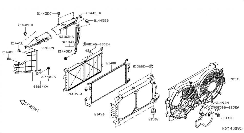 Диффузор вентиляторов, рамка радиатора Nissan Leaf Ниссан Лиф