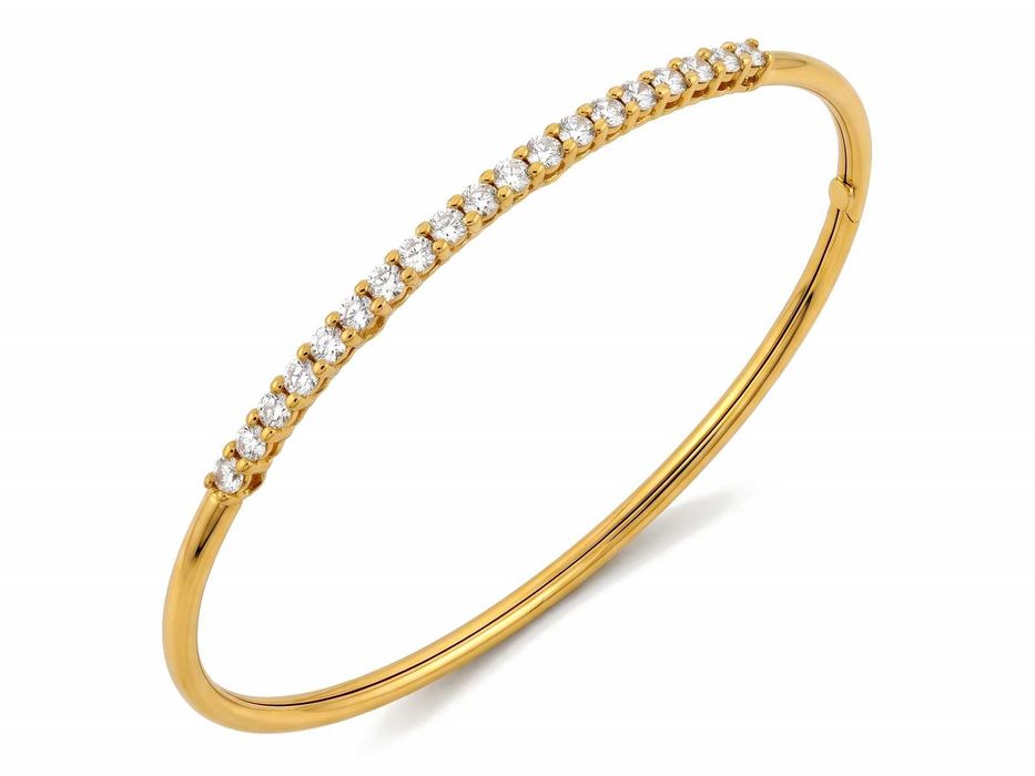 Bransoletka złota sztywna bangle z dodatkiem cyrkonii PR 585