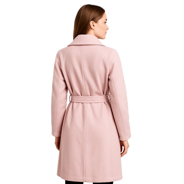 Płaszcz damski różowy z paskiem elegancki jesień zima L