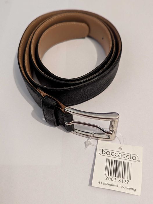 Ремінь чоловічий boccaccio, чорний, шкірзам, пояс, пасок