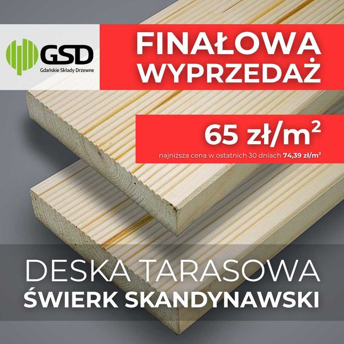 Deska tarasowa Świerk 27 x 145 x 4200 mm PROMOCJA !