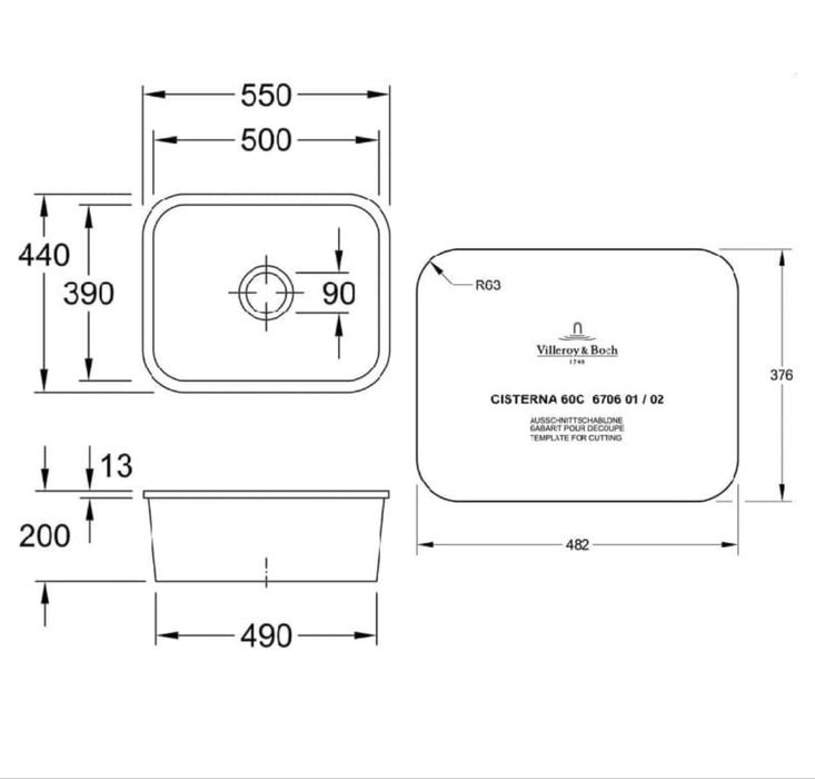 Villeroy&Boch Zlewozmywak ceramiczny podblatowy