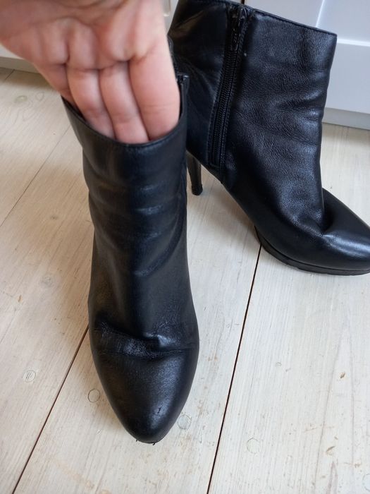 Czarne botki buty Aldo 39 wysoki obcas skórzane