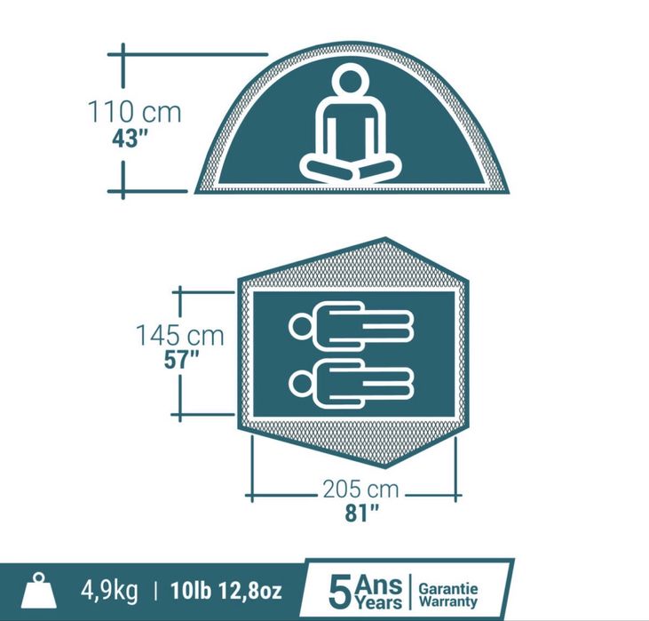 Намет  Quechua 2 Seconds Easy Fresh&Black, 2-місний