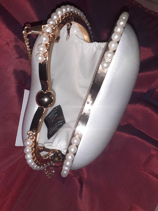 TRUE Decadence torebka wesele ślub perły, satyna serce