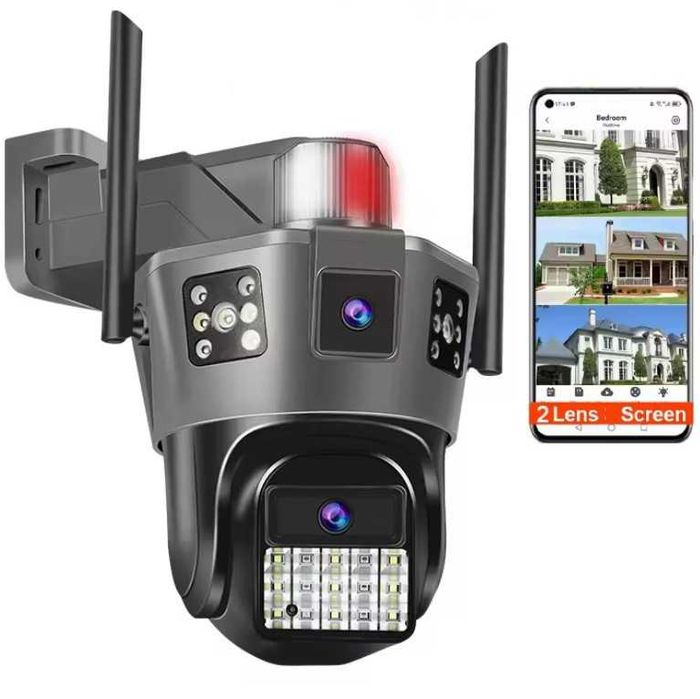 IP WiFi камера 4G SIM, +2 независимых объектива 3Mpx+3Mpx (v380 арр)