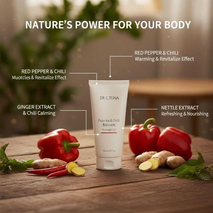 Gel de massagem calmante com páprica e pimenta de Farmasi